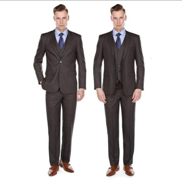 3 Piece Plaid Check Suit Grey 36S x 30W - Picture 2 of 2